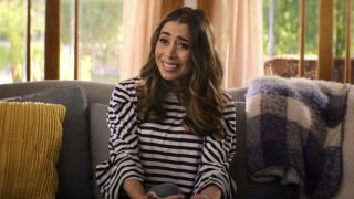 Cristin Milioti making an awkward smile in Death to 2020