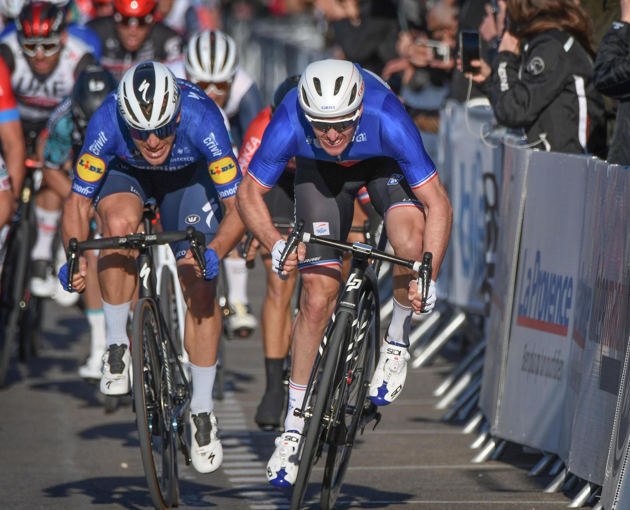 Tour de la Provence 2021 6th Edition 1st stage Aubagne SixFourslesPlages 1823 km 11022021 Davide Ballerini ITA Deceuninck QuickStep Arnaud Demare FRA Groupama FDJ photo William Cannarella CVBettiniPhoto2021