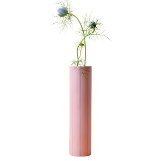 Vertical pink vase with purple line
