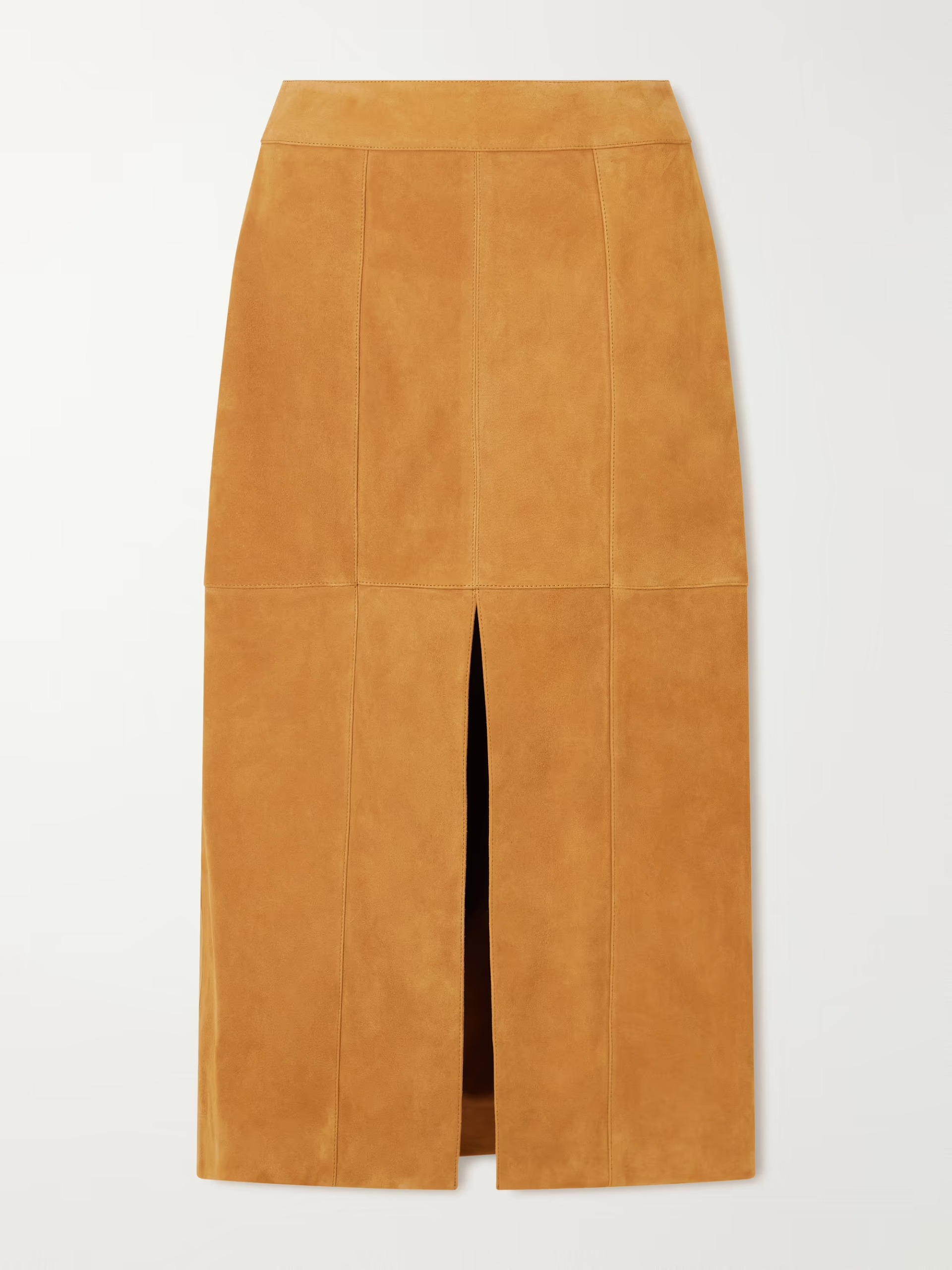 suede brown pencil skirt with slit