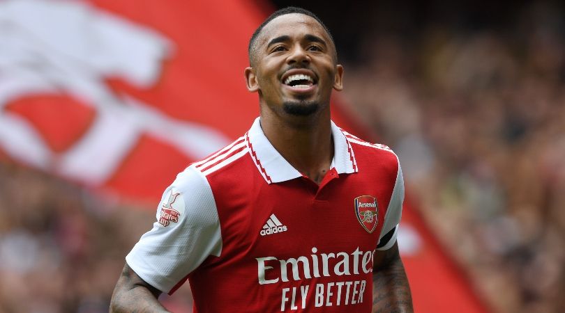 Gabriel Jesus celebrates after scoring a hat-trick for Arsenal against Sevilla in the Emirates Cup.