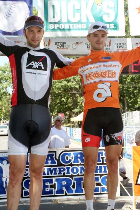 New points leader, Isaac Howe (Mountain Khakis), takes the first place jersey. Former leader Clayton Barrows (Axa Equitable) is now second.