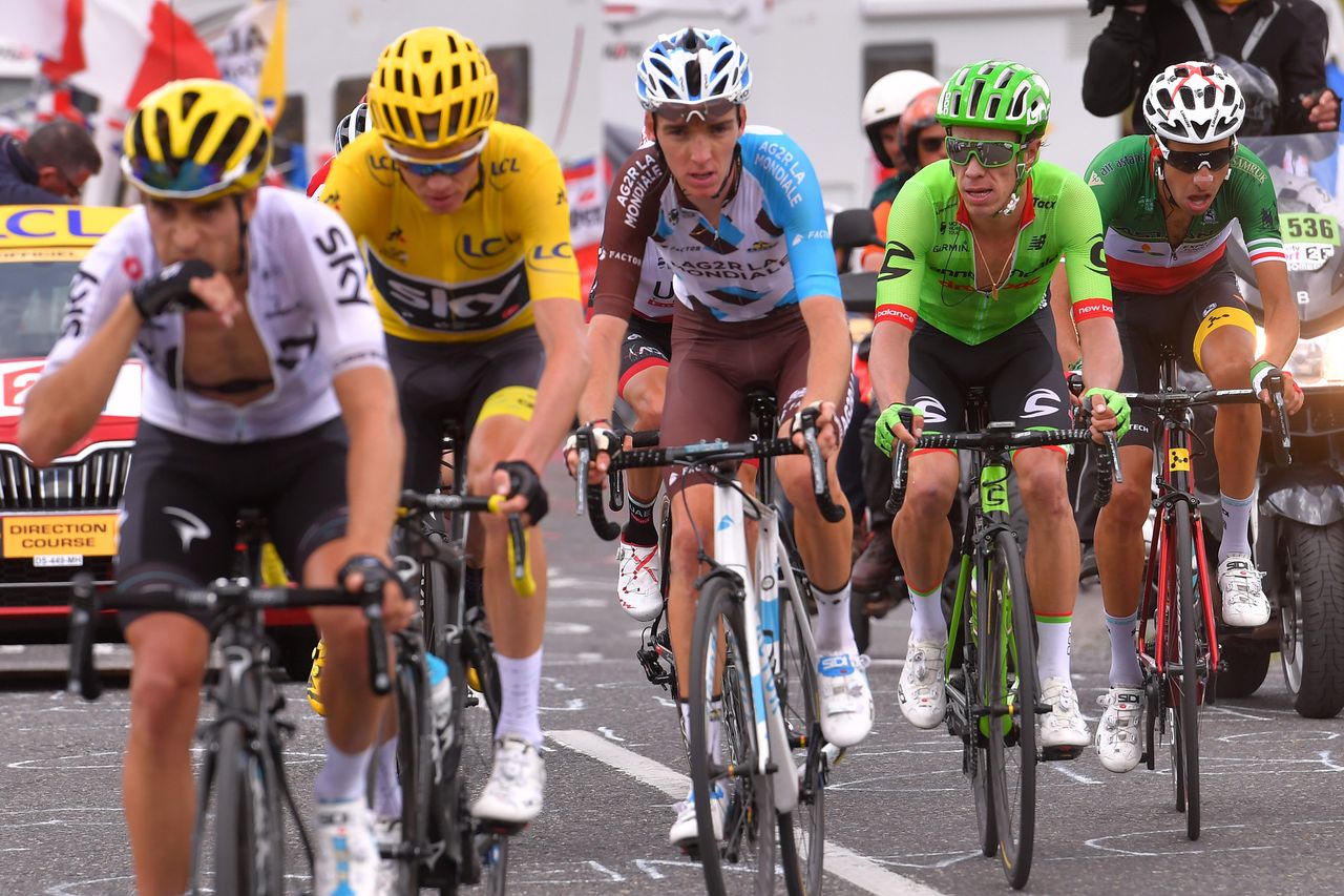 Mikel Landa leads Chris Froome with Romain Bardet, Rigoberto Uran and Fabio Aru behind