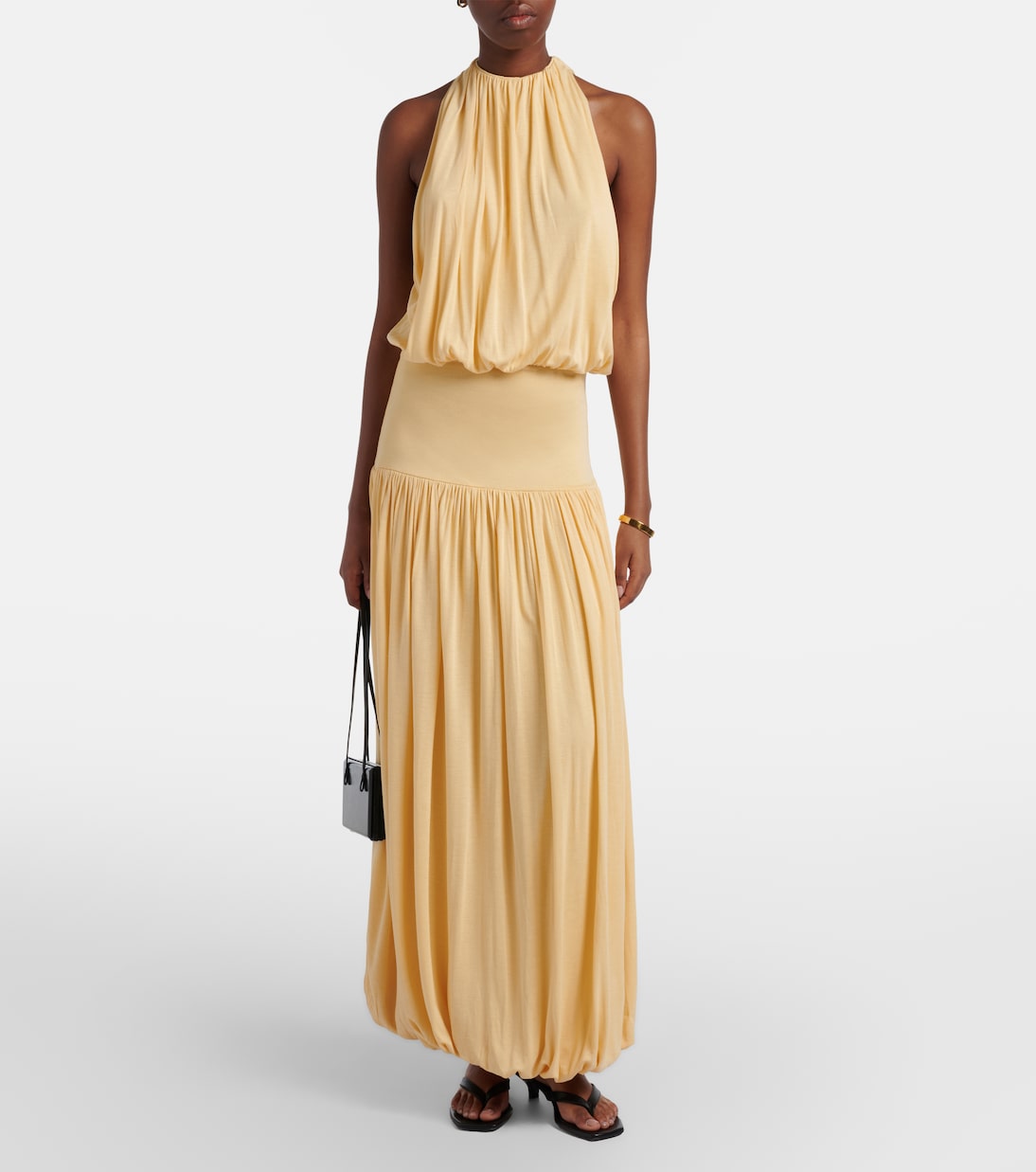 Gathered Jersey Maxi Dress in Yellow - Toteme