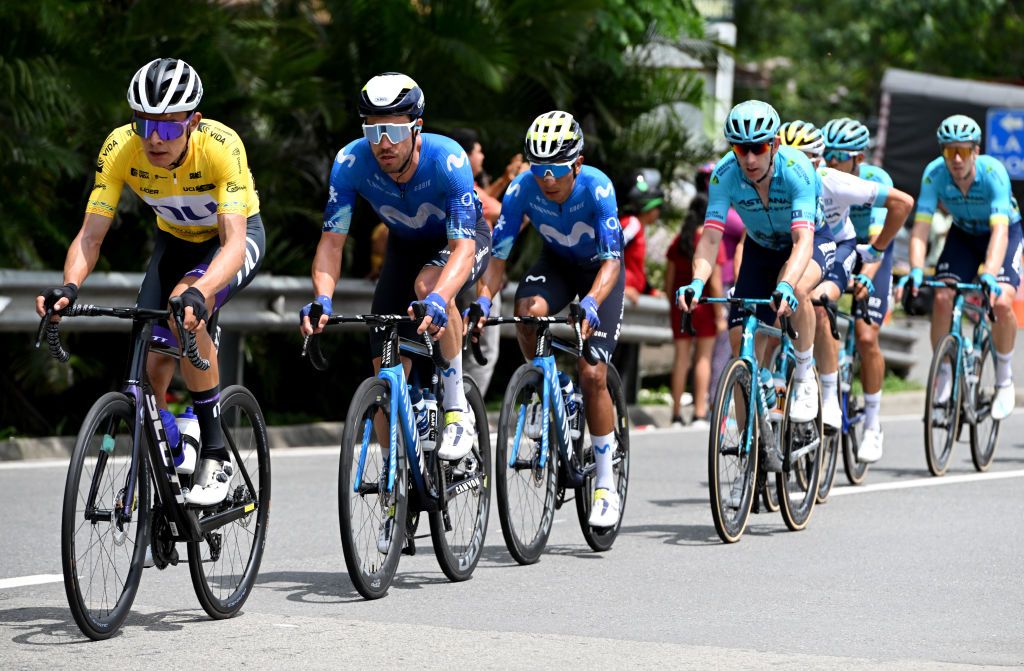 Rodrigo Contreras (Nu Colombia), Nairo Quintana (Movistar) and Michael Morkov (Astana Qazaqstan) at the front of the field