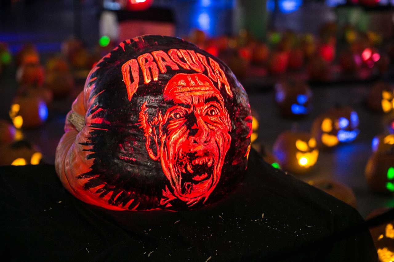 If you need us to explain why Dracula is metal then you're doing Halloween wrong. Here, the Metal Hammer Golden God winning Christopher Lee has his portrayal of the immortal vampire carved into orange flesh.