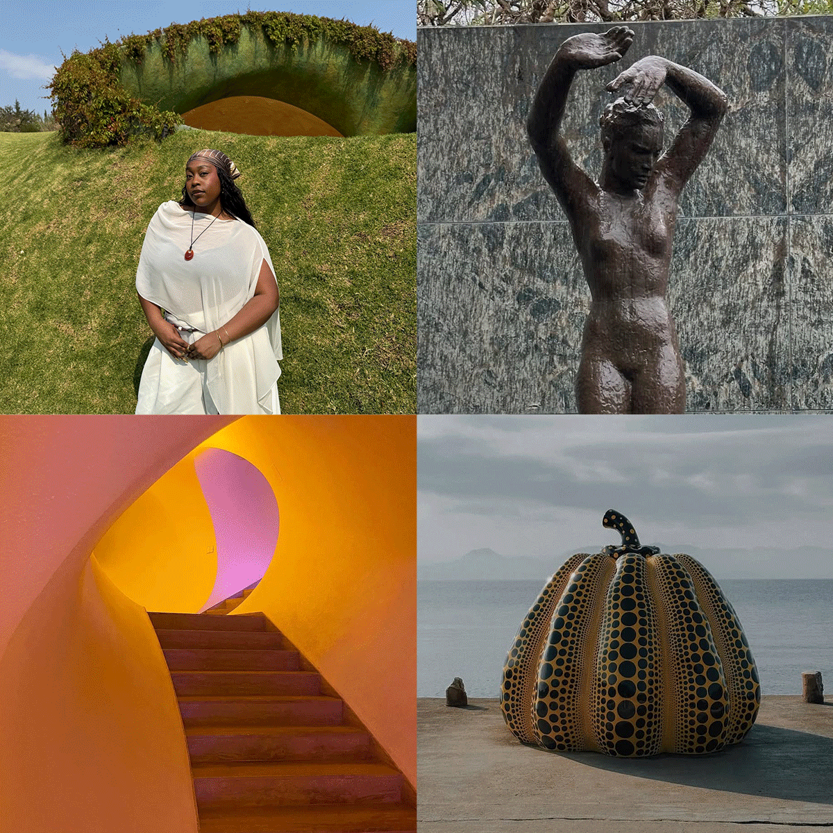 a collage of art landmarks including museums, galleries, and homes worth traveling for