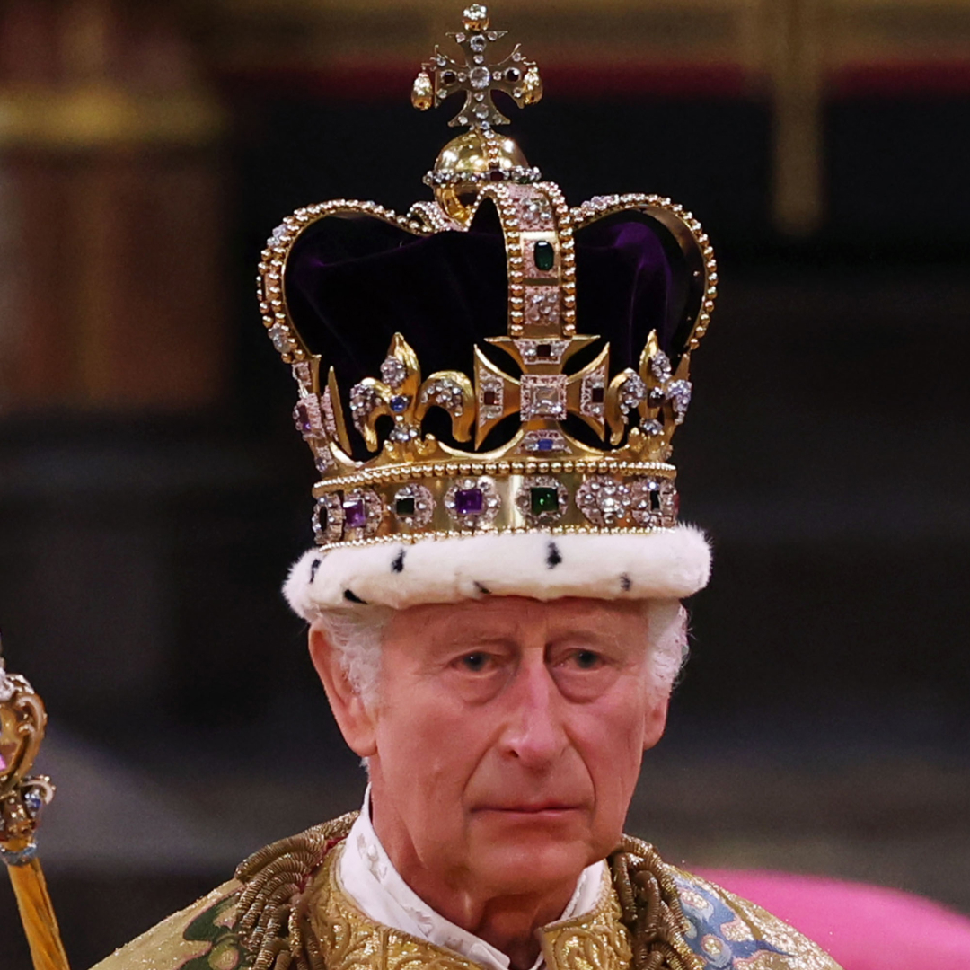 King Charles wearing a crown at his coronation