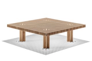 Wooden square table with holes in