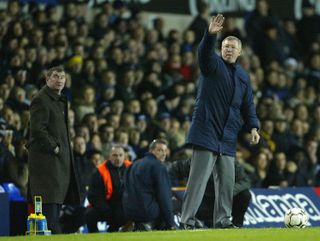 Sir Alex Ferguson gestures during Manchester United's Premier League game against Tottenham at White Hart Lane in December 2003.