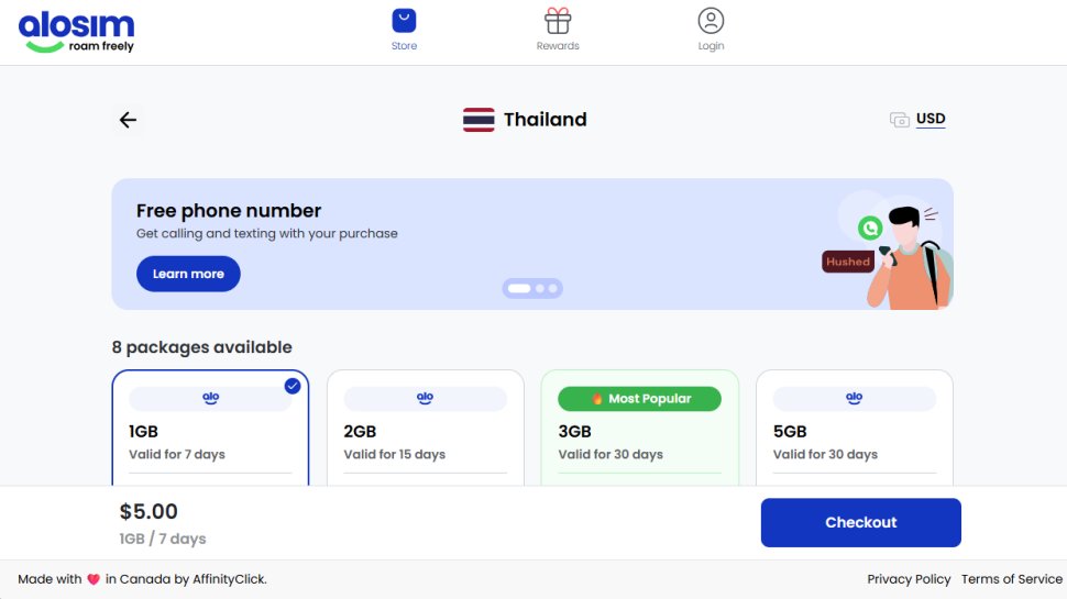 aloSIM website screenshot (October 2025).