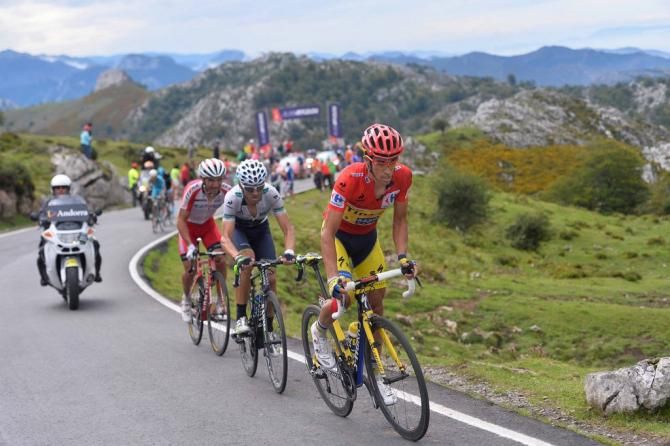 The top three GC riders: Alberto Contador (Tinkoff-Saxo), Alejandro Valverde (Movistar) and Joaquim Rodr&iacute;guez (Katusha)