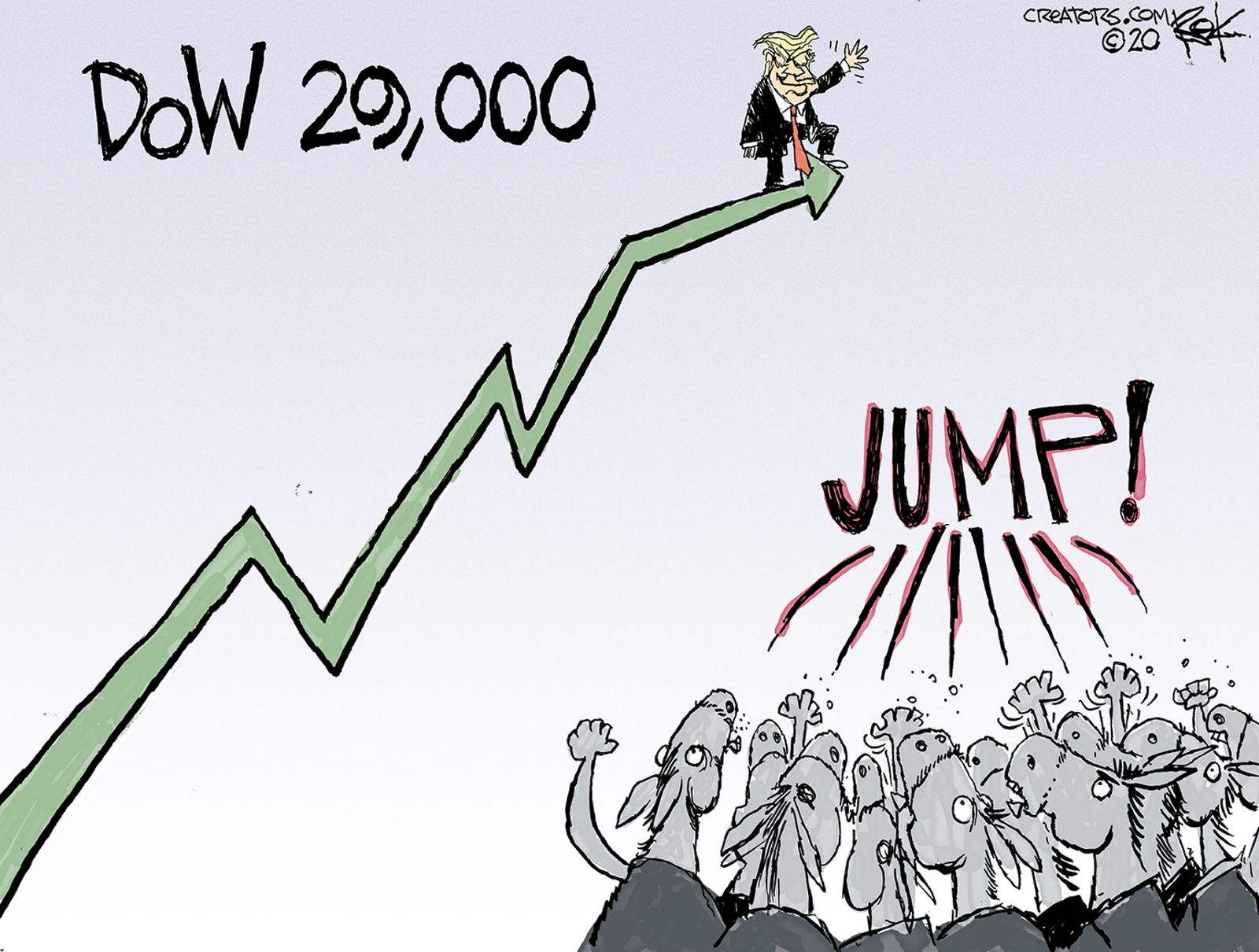 Political Cartoon U.S. Trump stock market rally trade deal | The Week