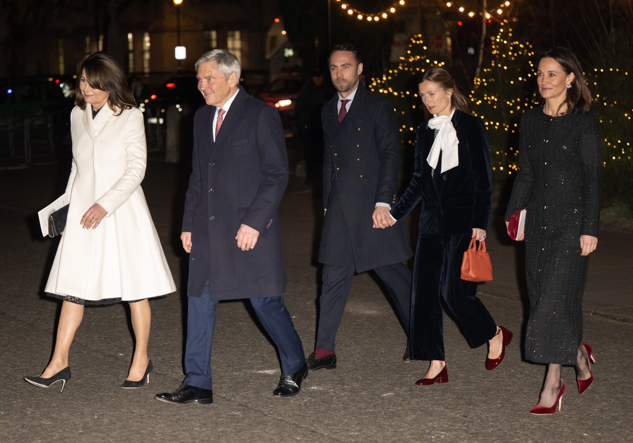 Carole, Michael, James and Pippa Middleton walking outside Westminster Abbey with Alizee Thevenet for the Together at Christmas concert