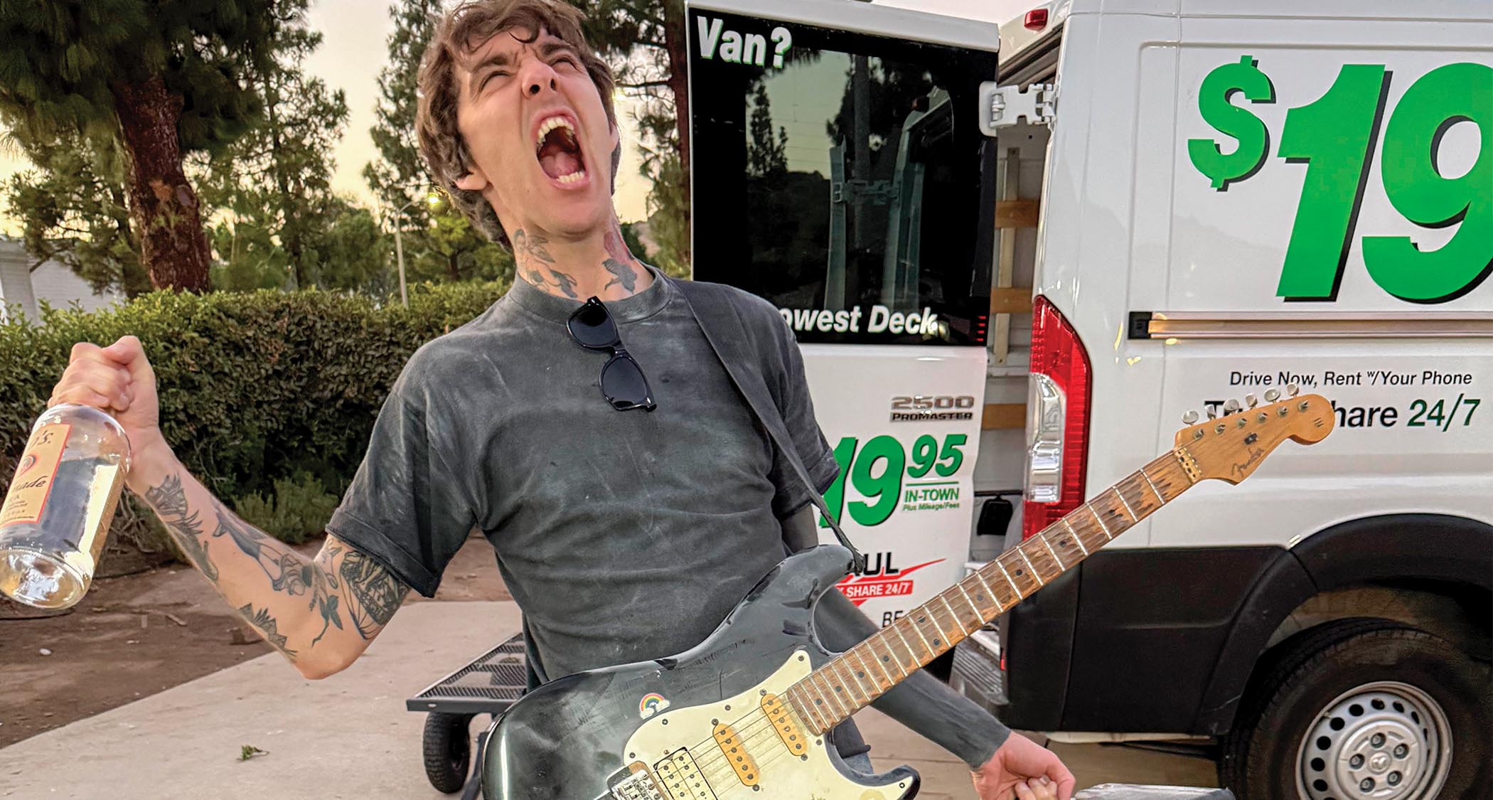 Joyce Manor's Barry Johnson with Strat, amp &ndash; and tequila.