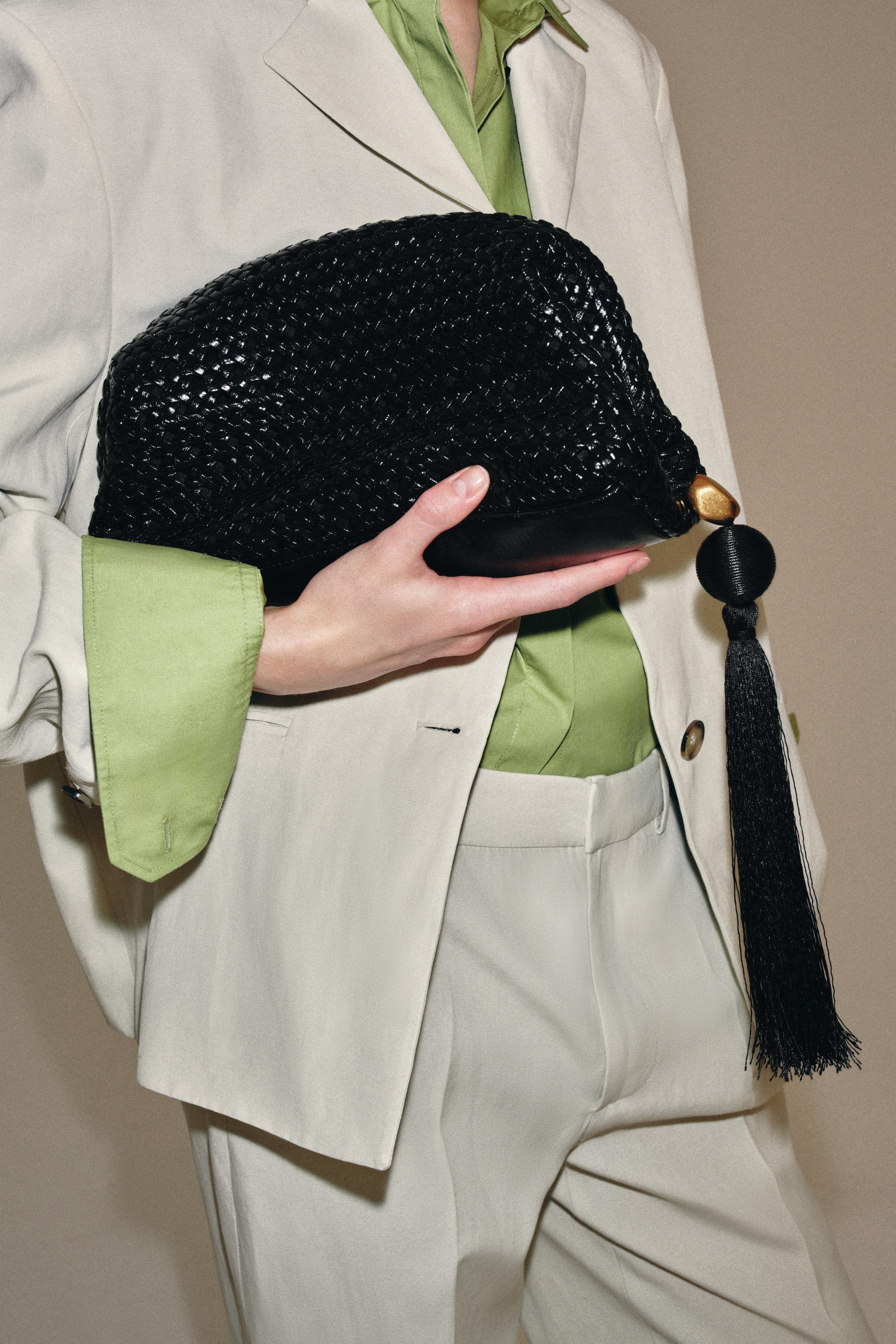 Braided Clutch Bag - Black - One Size Only