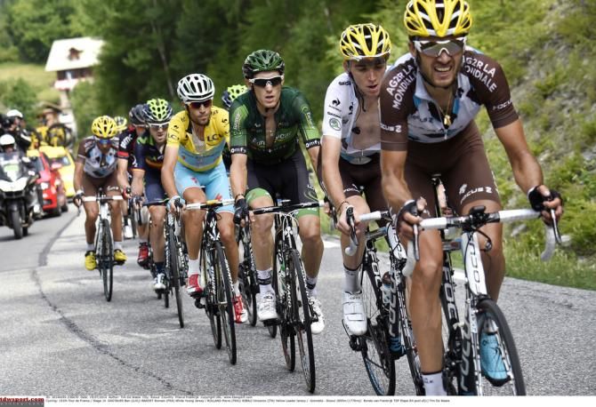 Ben Gastauer working hard for Ag2r teammate Romain Bardet
