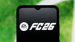 In this photo illustration, the EA Sports FC 26 logo is seen displayed on a smartphone screen.