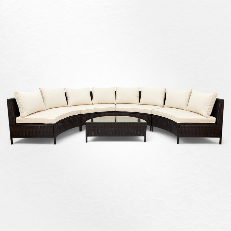 Red Barrel Studio® Nooriyah Curved Outdoor Conversation Set & Reviews | Wayfair
