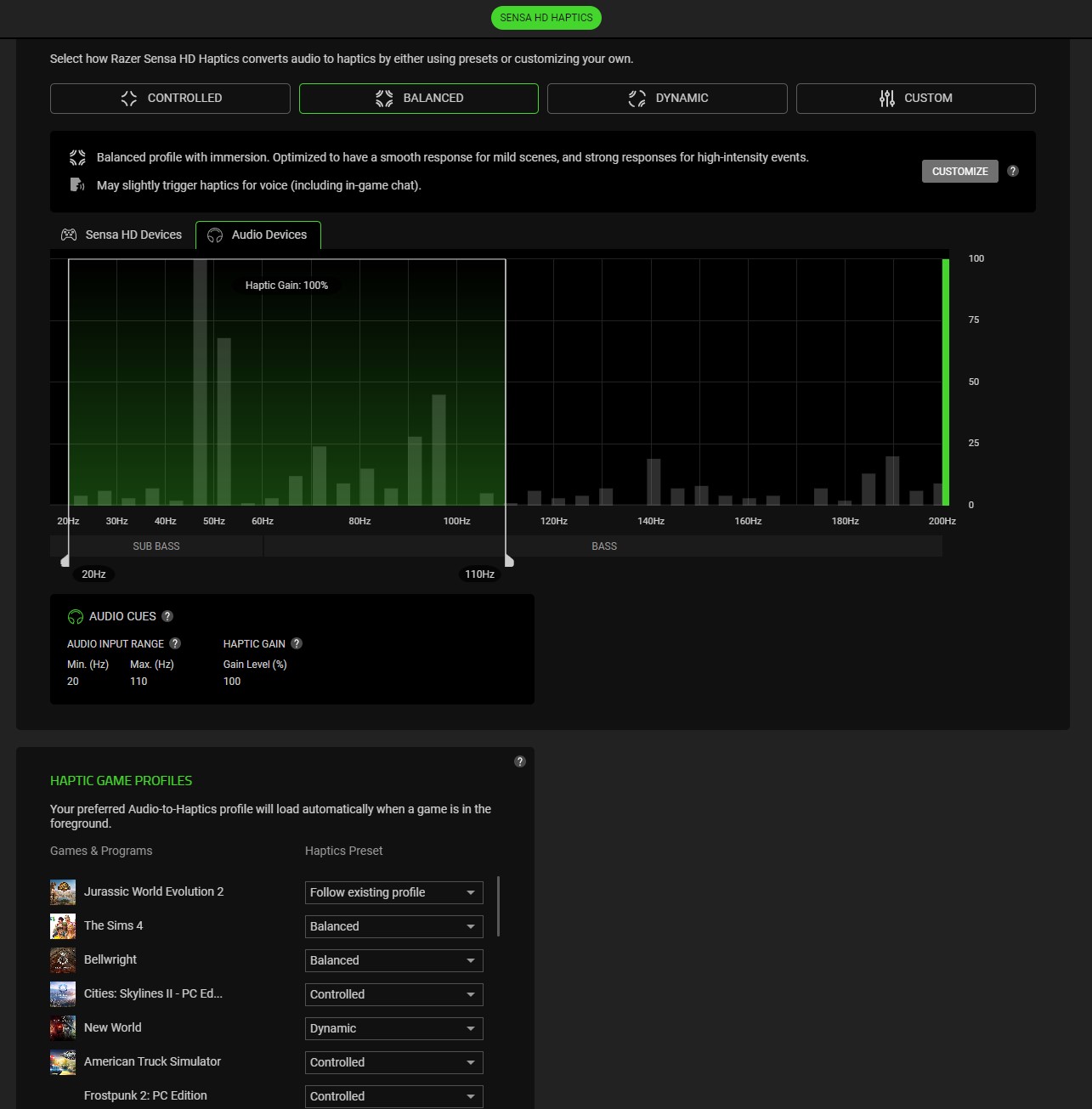 Razer Synapse application in use with the Kraken V4 Pro headset.