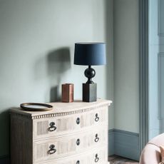 A pale blue room painted in Paint & Paper Library's Bluebird and Ice V