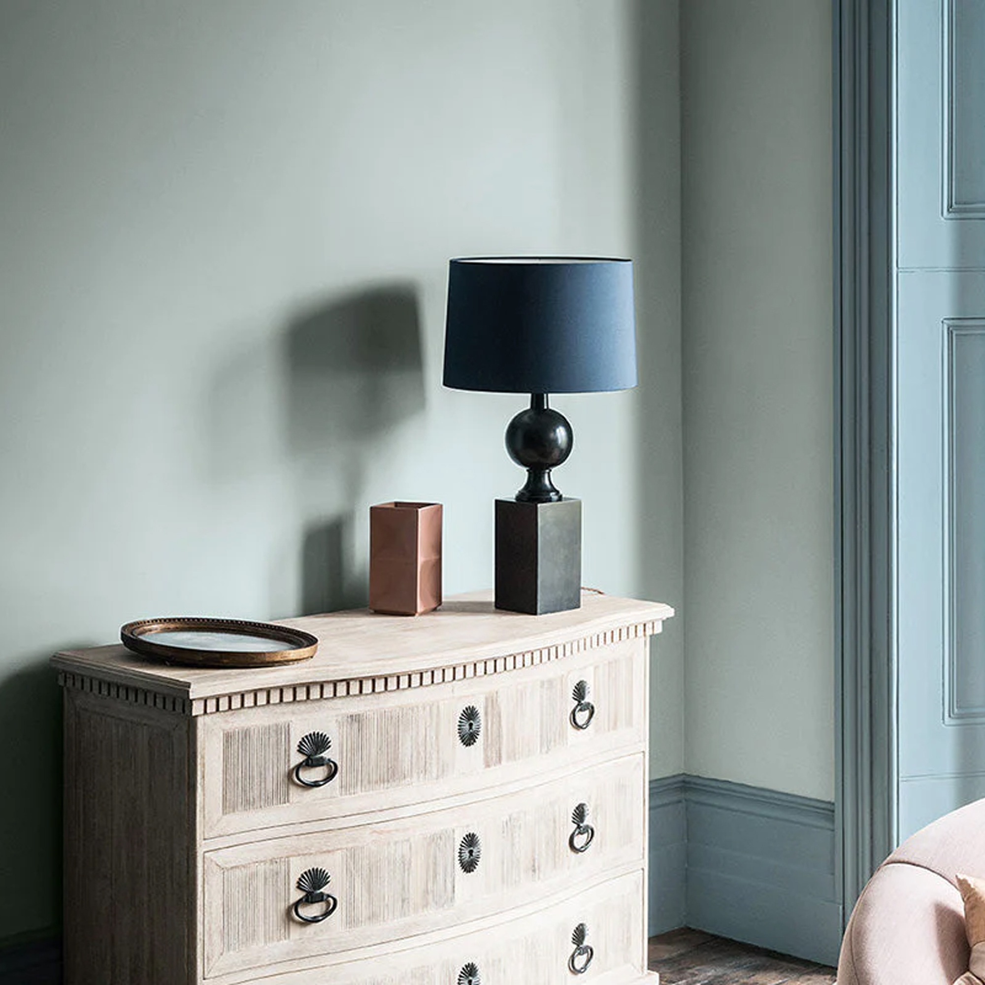 A pale blue room painted in Paint &amp;amp; Paper Library's Bluebird and Ice V