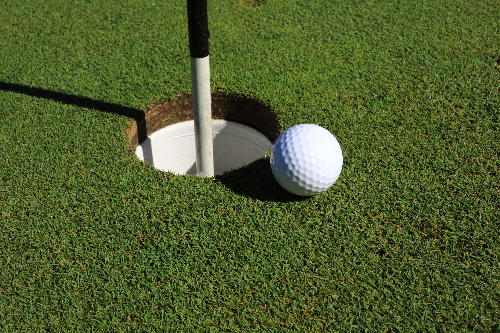 golf ball on the edge of the cup