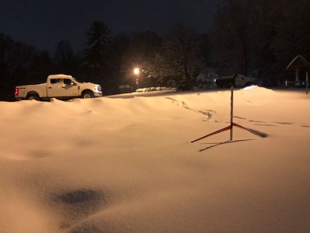 Snow covers the course for the North Carolina Grand Prix