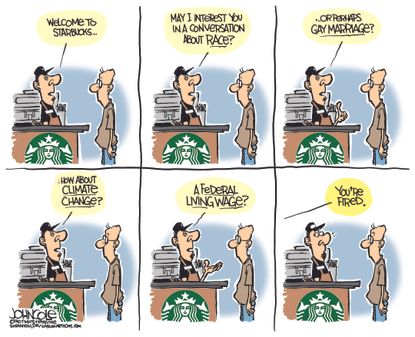 Editorial cartoon business U.S. Starbucks