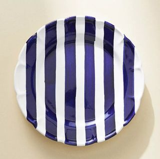 blue striped dinner plate
