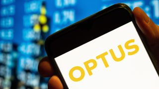 Optus logo appearing on a smartphone