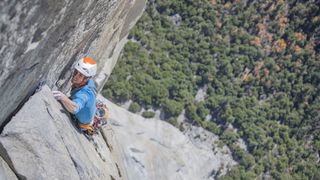 rock climbing terms: climber on El Cap, Yosemite