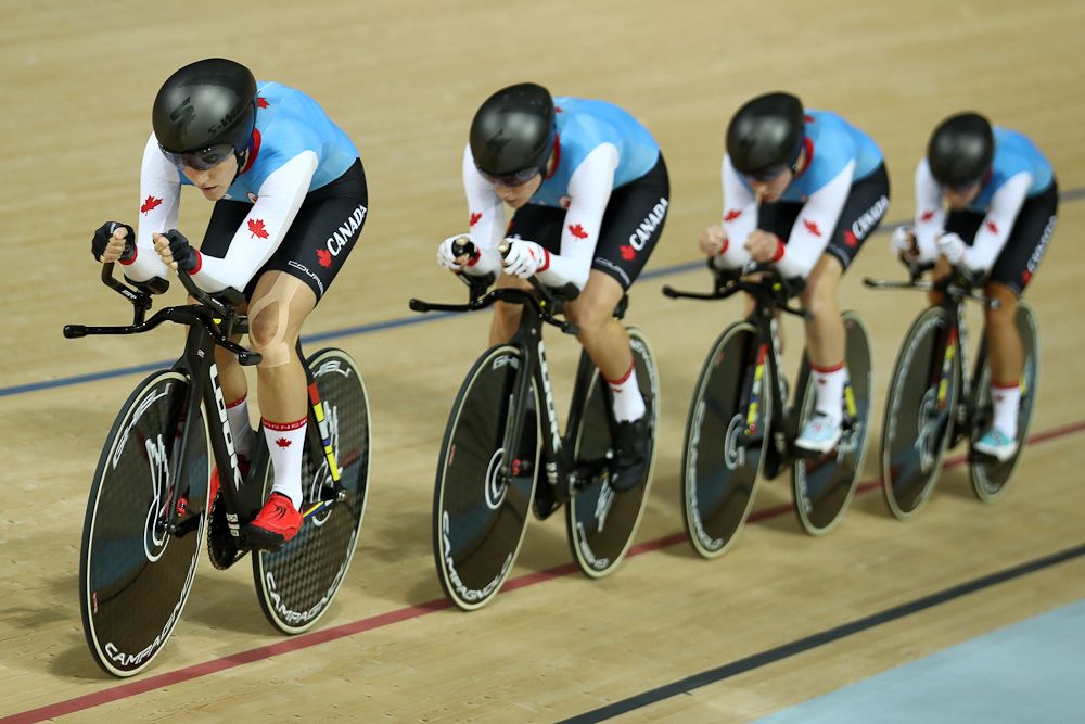 Canada's women's team pursuit squad qualified fourth