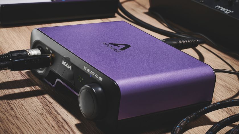 An Apogee audio interface on a desk