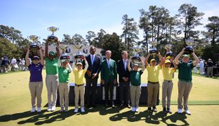 Ridley with the winners of the Augusta National Drive, Chip And Putt Championship