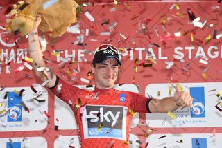 Elia Viviani in the race lead after stage two of the Abu Dhabi Tour 2015