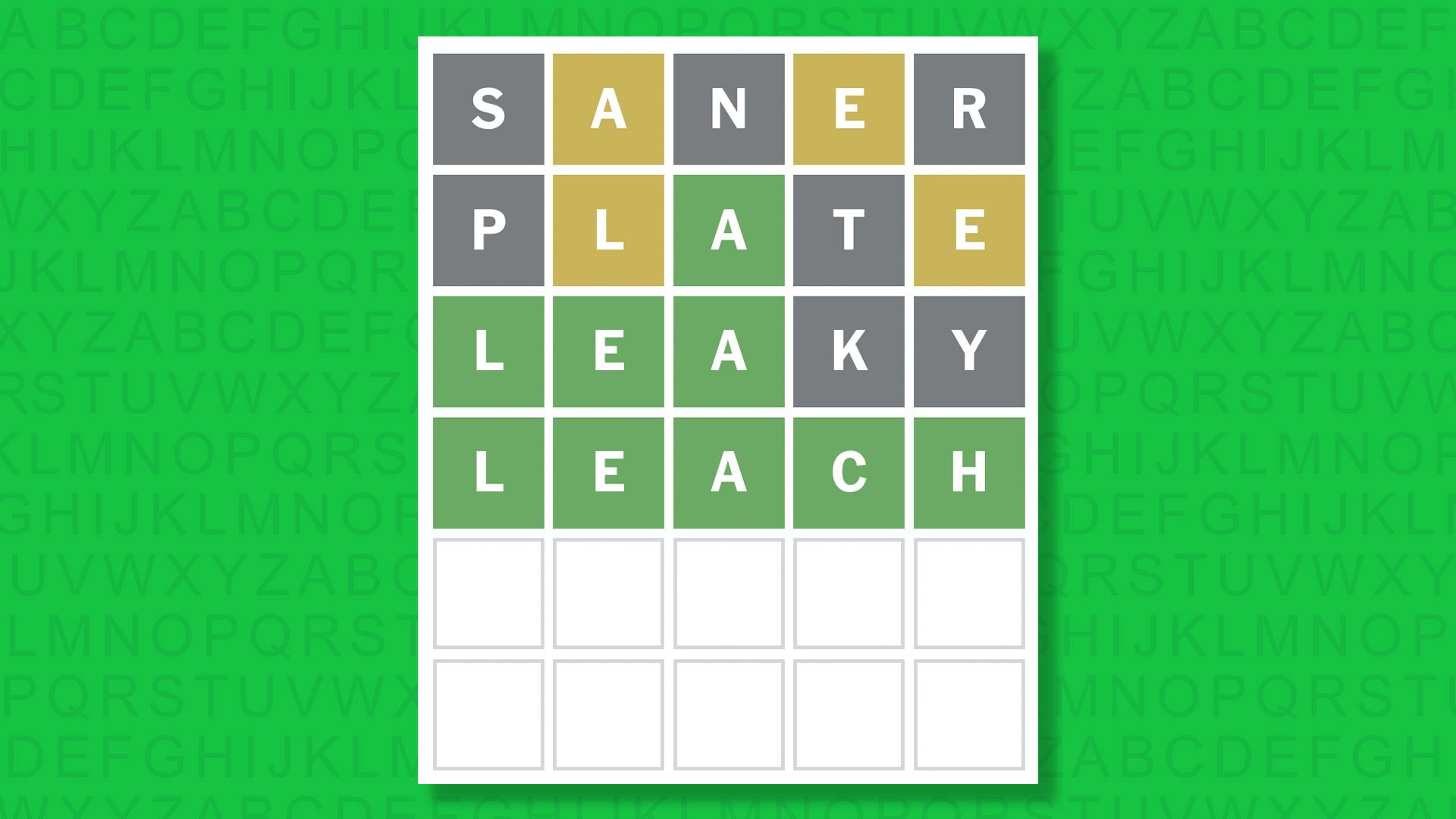 NYT Wordle answer for game 1626 on a green background