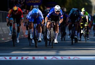 Belgian Jasper Philipsen of AlpecinDeceuninck sprints to the finish of stage 7 the final stage of the TirrenoAdriatico cycling race 154 km from and to San Benedetto del Tronto in Italy Sunday 12 March 2023 BELGA PHOTO DIRK WAEM Photo by DIRK WAEM BELGA MAG Belga via AFP Photo by DIRK WAEMBELGA MAGAFP via Getty Images