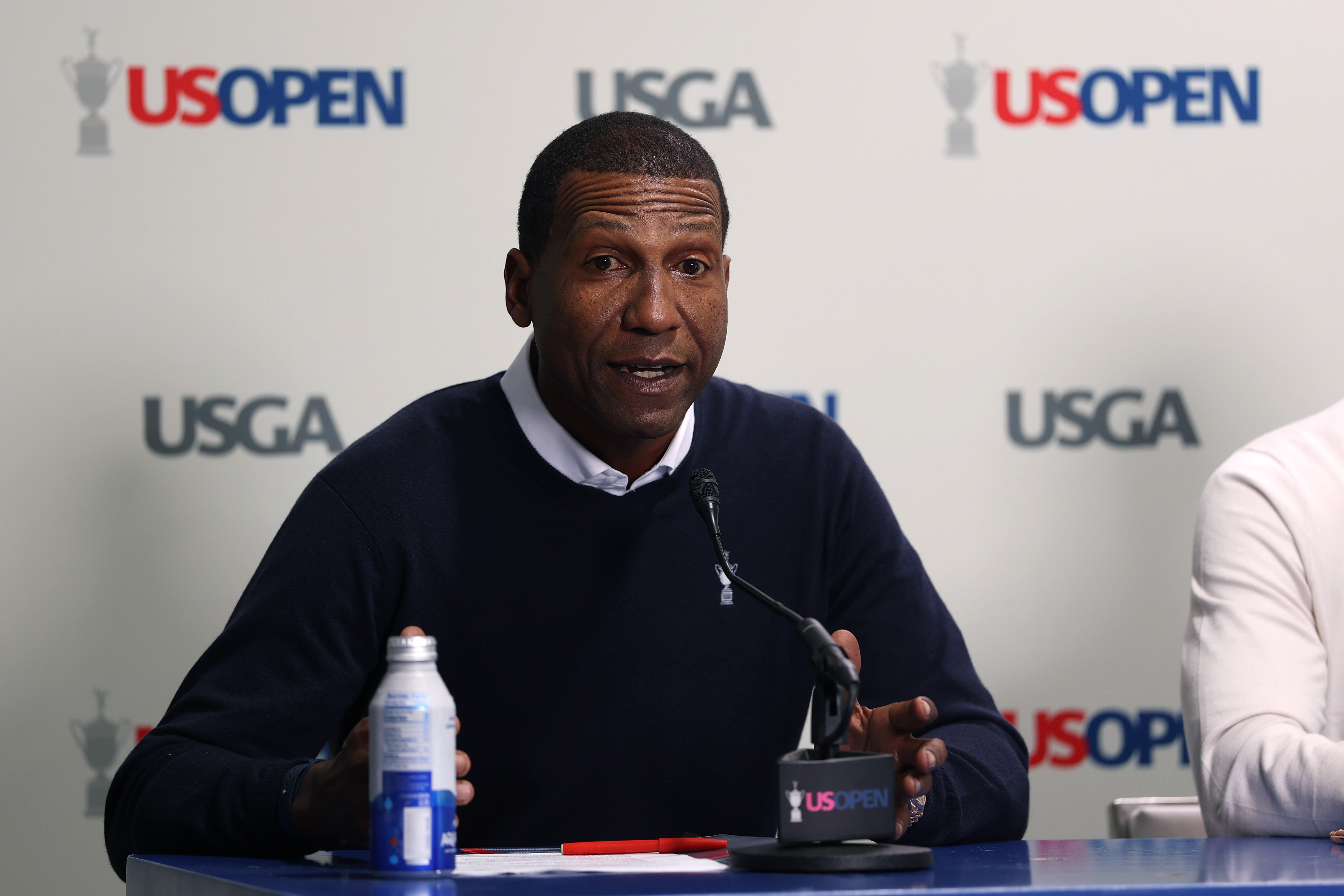 Fred Perpall speaks at a USGA press conference