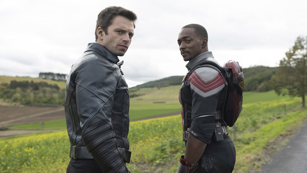 Sebastian Stan as Winter Soldier/Bucky Barnes and Anthony Mackie as Falcon/Sam Wilson in Marvel Studios&#039; &#039;The Falcon and the Winter Soldier&#039; 