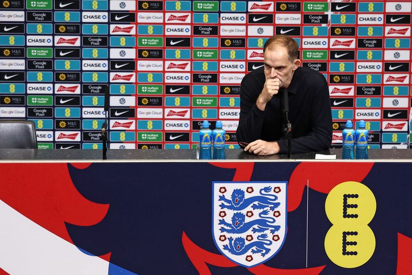 England&#039;s German head coach Thomas Tuchel attends a press conference at Wembley in north London on March 14, 2025, as he announces his first squad ahead of world cup qualifiers against Albania and Latvia (Photo by HENRY NICHOLLS / AFP) / NOT FOR MARKETING OR ADVERTISING USE / RESTRICTED TO EDITORIAL USE (Photo by HENRY NICHOLLS/AFP via Getty Images)