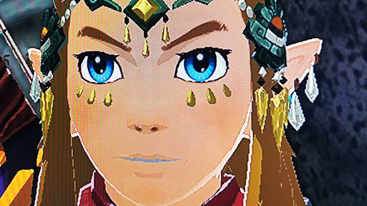 Zelda: Tears of the Kingdom closeup of Link's face with mClassic switched off