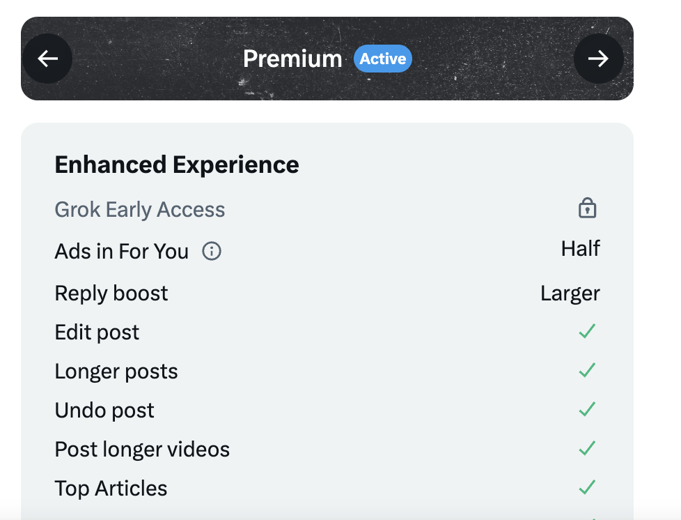 X Prremium account and verification