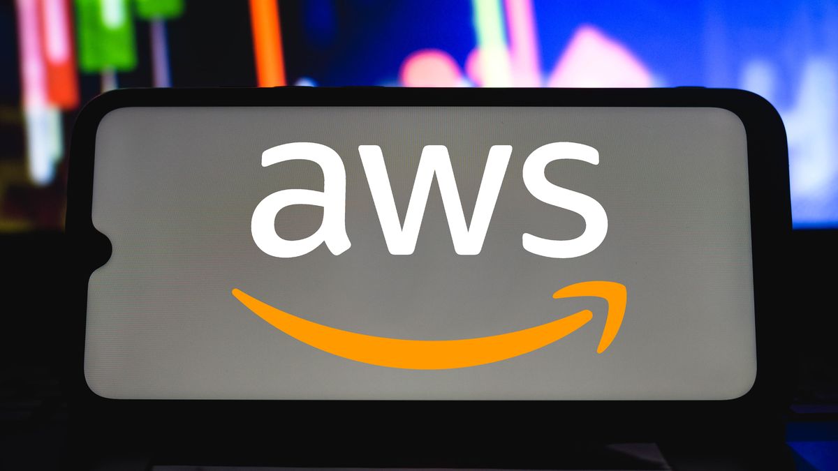 AWS logo displayed on a smartphone