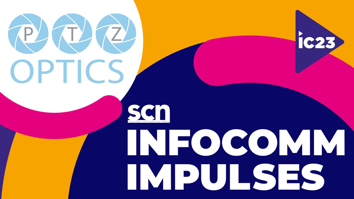 The PTZOptics and InfoComm 2023 logos. 