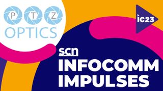 The PTZOptics and InfoComm 2023 logos. 