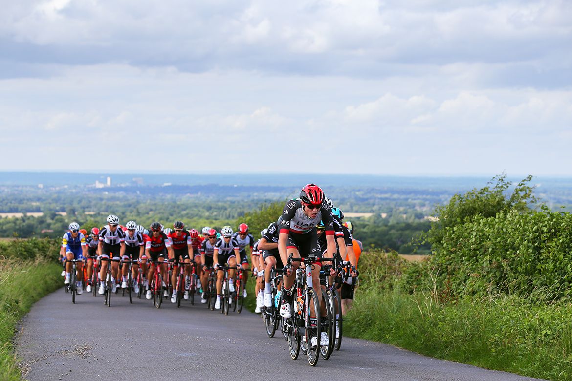 Vegard Stake Laengen pushing the pace at the RideLondon Classic