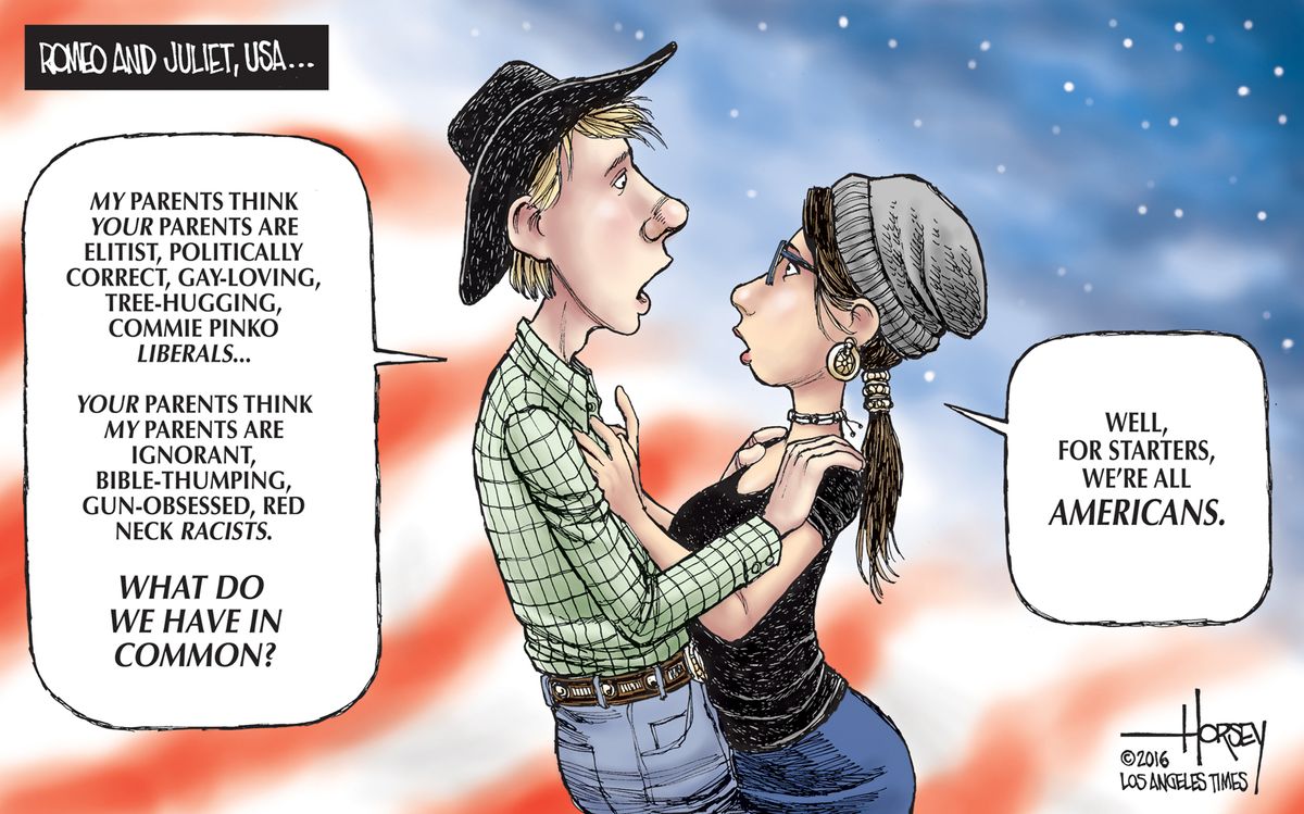 Political cartoon U.S. Romeo Juliet political parties | The Week