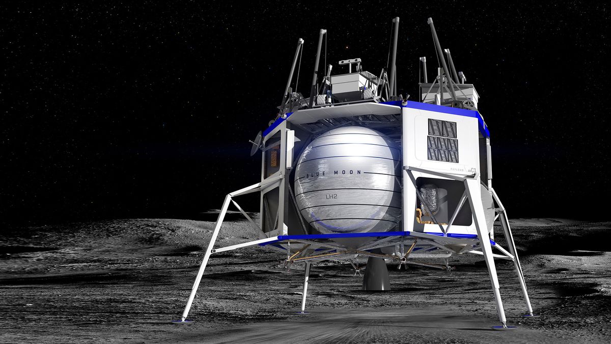 An artist's concept of Blue Origin's Blue Moon lander.