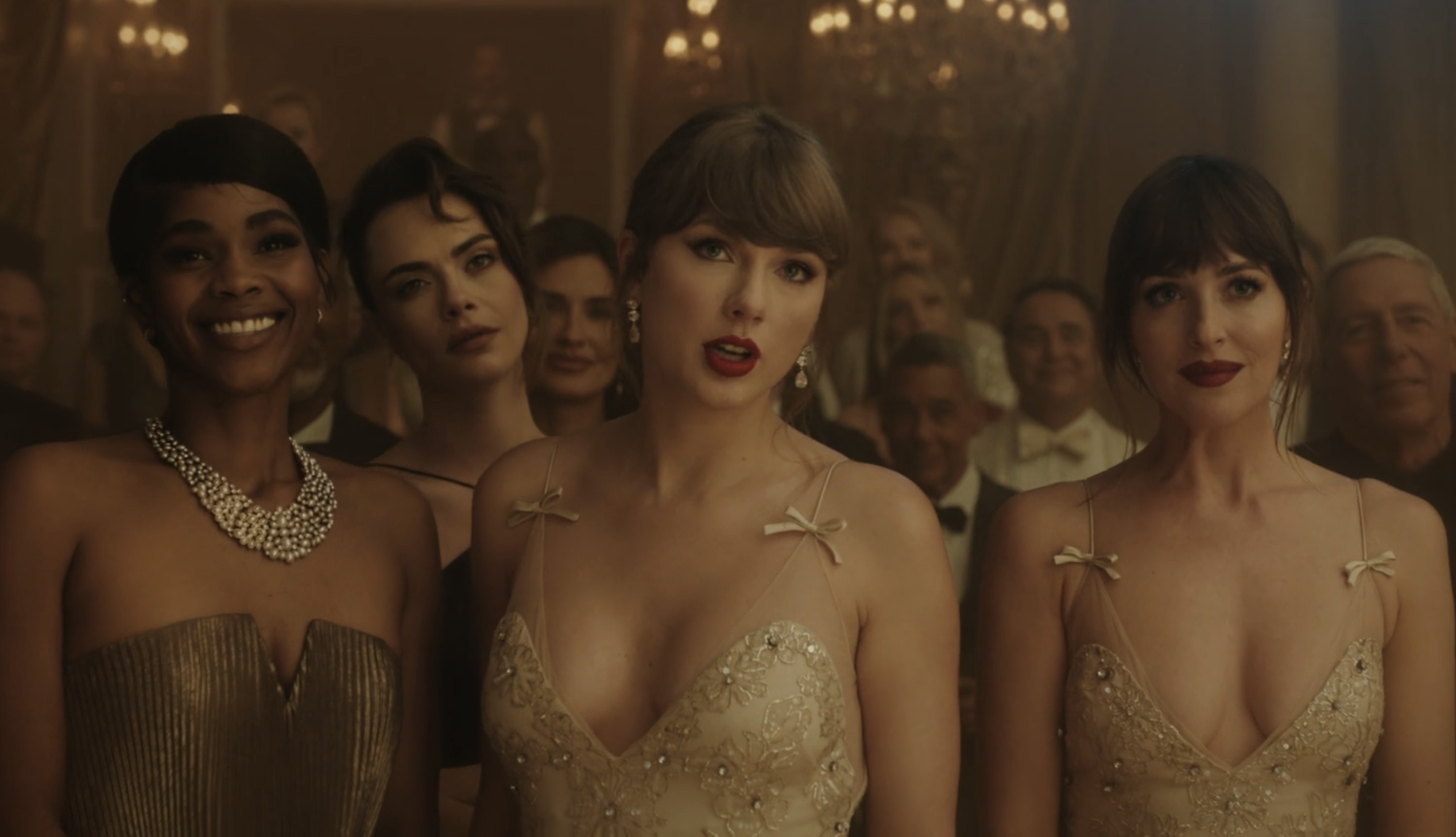 Taylor Swift and Dakota Johnson outfits in the "Patient Zero" music video